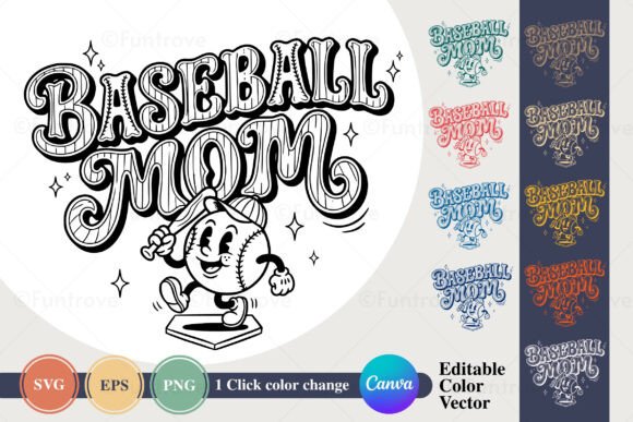 Baseball Mom Retro SVG PNG Bundle File: A Graphic Design Asset for Handmade Creations