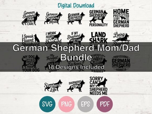 German Shepherd Mom Dad SVG Bundle of 18 Review for Real Projects