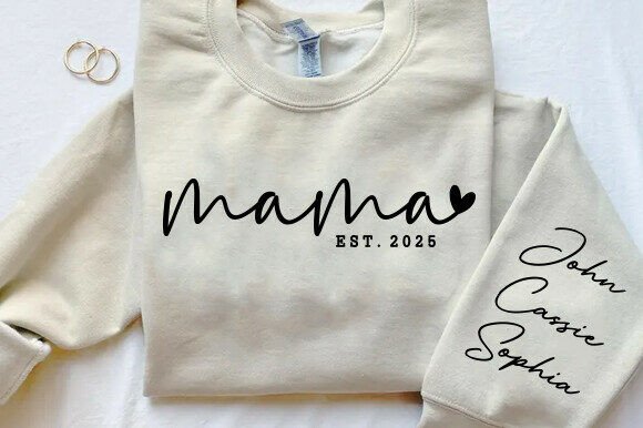 Mama Est 2025 Sleeve SVG, Mom Life PNG: A Modern Design for T-Shirt Branding