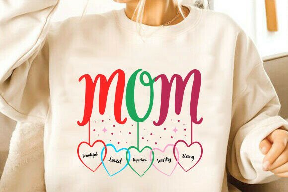 Mother’s Day SVG, Mom Hearts PNG: A Versatile Graphic Design Asset for T-Shirt Designs and More