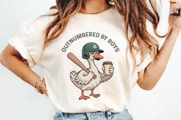 Outnumbered by Boys Mom Goose SVG, PNG: A Playful Graphic for T-Shirt Designs
